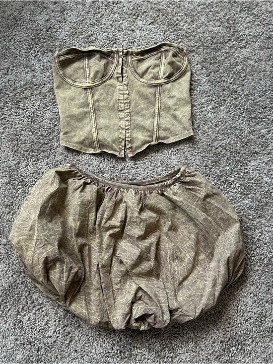 Dolls Kill Dresses & Skirts - Dolls Kill Olive Green Bubble Mini Skirt